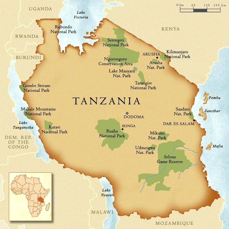 safari map africa tanzania kenya